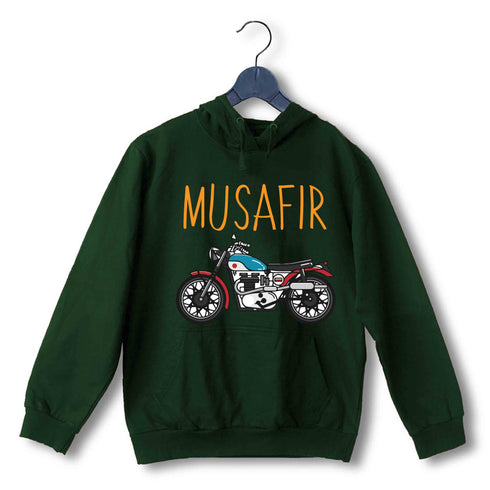 Biker Travel Travel MUSAFIR ENGLISH - WITH BIKE UNISEX HOODIE Sweatshirts