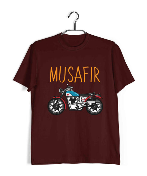 Wanderlust Travel Travel MUSAFIR ENGLISH - WITH BIKE Custom Printed Graphic Design T-Shirt for Men