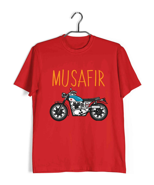 Wanderlust Travel Travel MUSAFIR ENGLISH - WITH BIKE Custom Printed Graphic Design T-Shirt for Women