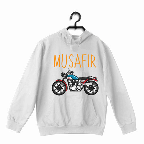 Biker Travel Travel MUSAFIR ENGLISH - WITH BIKE UNISEX HOODIE Sweatshirts