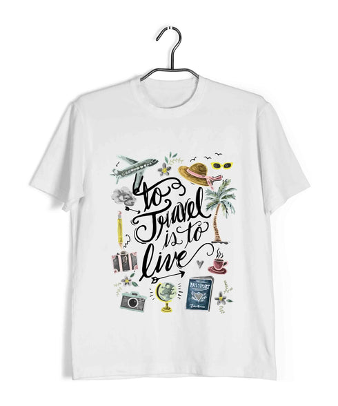 Travel Pop Culture TO TRAVEL IS TO LIVE Travel Casual Graphic Printed T-Shirt for Men