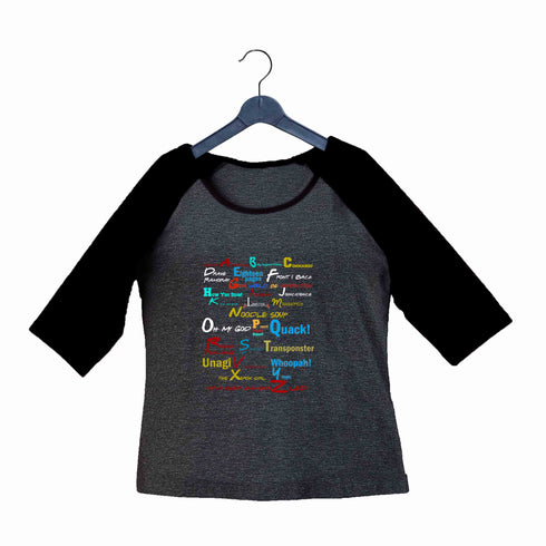 4 TV Series A-Z Custom Printed Graphic Design Raglan T-Shirt for Women