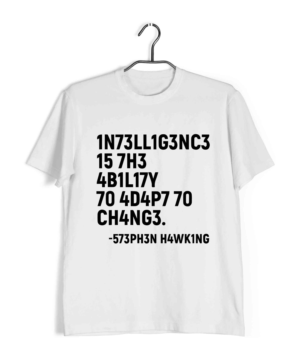 FerociTees 'Intelligence Is The Ability To Adapt To Change' Men's T-Shirt - Hawking Quote Design - View #13