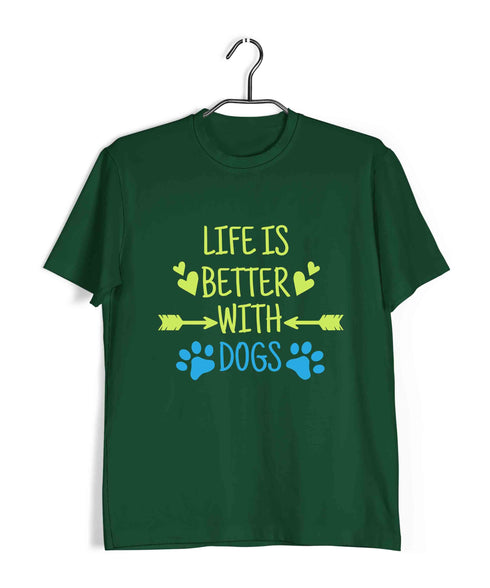 Dogs LIFE IS BETTER WITH DOGS Aaramkhor Specials Casual Graphic Printed T-Shirt for Men