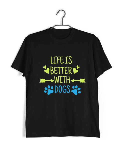 Dogs LIFE IS BETTER WITH DOGS Aaramkhor Specials Casual Graphic Printed T-Shirt for Men
