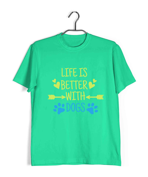 Dogs LIFE IS BETTER WITH DOGS Aaramkhor Specials Casual Graphic Printed T-Shirt for Men