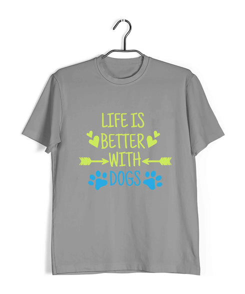 Dogs LIFE IS BETTER WITH DOGS Aaramkhor Specials Casual Graphic Printed T-Shirt for Men