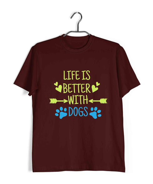 Dogs LIFE IS BETTER WITH DOGS Aaramkhor Specials Casual Graphic Printed T-Shirt for Men