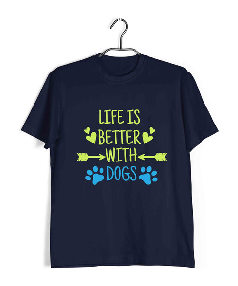 Dogs LIFE IS BETTER WITH DOGS Aaramkhor Specials Casual Graphic Printed T-Shirt for Men