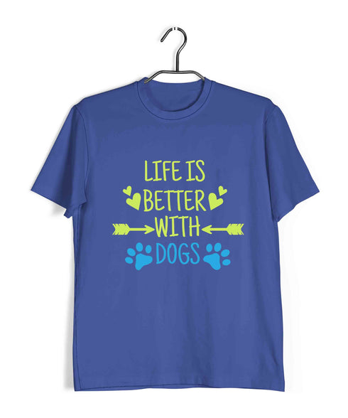 Dogs LIFE IS BETTER WITH DOGS Aaramkhor Specials Casual Graphic Printed T-Shirt for Men