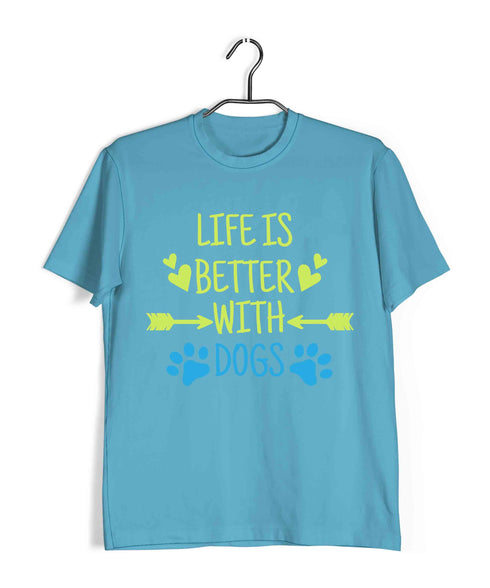 Dogs LIFE IS BETTER WITH DOGS Aaramkhor Specials Casual Graphic Printed T-Shirt for Men