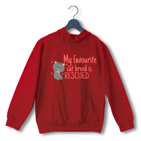 Aaramkhor Specials Cats MY FAVOURITE CAT BREED IS RESCUED UNISEX HOODIE Sweatshirts
