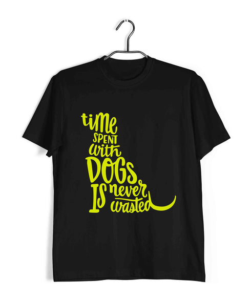 Aaramkhor Specials Dogs TIME SPENT WITH DOGS IS NEVER WASTED Custom Printed Graphic Design T-Shirt for Women