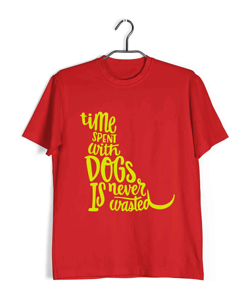 Aaramkhor Specials Dogs TIME SPENT WITH DOGS IS NEVER WASTED Custom Printed Graphic Design T-Shirt for Women