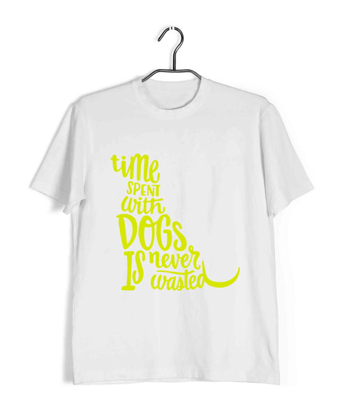 Aaramkhor Specials Dogs TIME SPENT WITH DOGS IS NEVER WASTED Custom Printed Graphic Design T-Shirt for Women