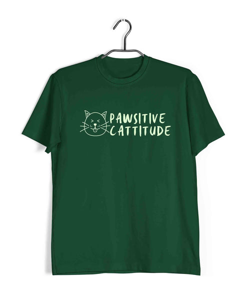 Pets Aaramkhor Specials Cats Pawsitive Cattitude Custom Printed Graphic Design T-Shirt for Women