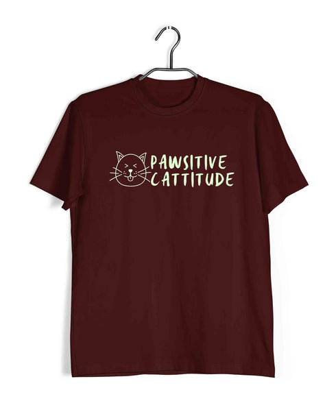 Cats Pets Pawsitive Cattitude Aaramkhor Specials Casual Graphic Printed T-Shirt for Men
