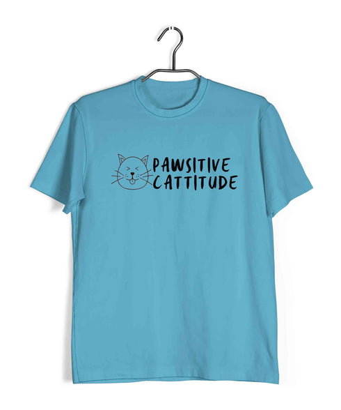 Cats Pets Pawsitive Cattitude Aaramkhor Specials Casual Graphic Printed T-Shirt for Men