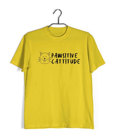 Cats Pets Pawsitive Cattitude Aaramkhor Specials Casual Graphic Printed T-Shirt for Men