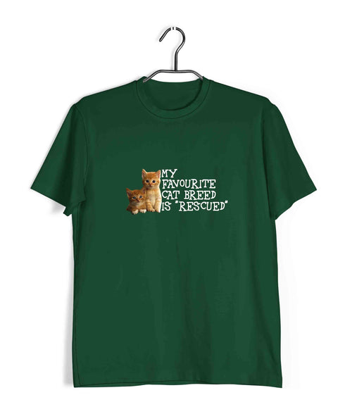 Cats Pets Favourite Cat Breed is Rescued Aaramkhor Specials Casual Graphic Printed T-Shirt for Men