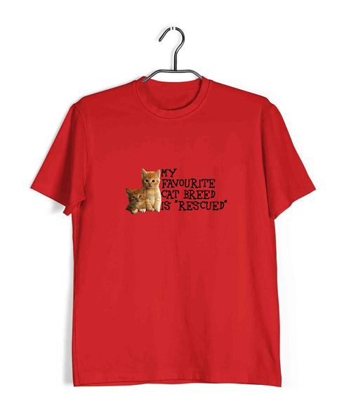 Cats Pets Favourite Cat Breed is Rescued Aaramkhor Specials Casual Graphic Printed T-Shirt for Men