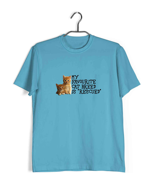 Cats Pets Favourite Cat Breed is Rescued Aaramkhor Specials Casual Graphic Printed T-Shirt for Men