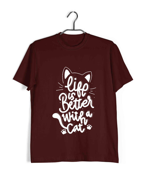 Cats Pets Life is better with cats Aaramkhor Specials Casual Graphic Printed T-Shirt for Men