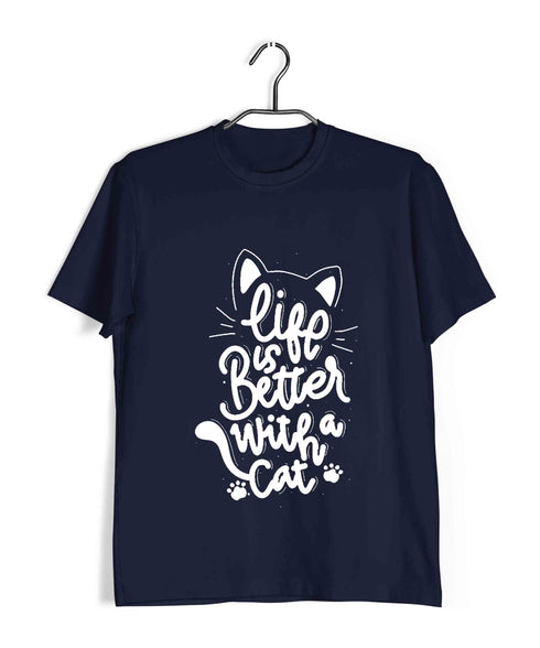 Cats Pets Life is better with cats Aaramkhor Specials Casual Graphic Printed T-Shirt for Men