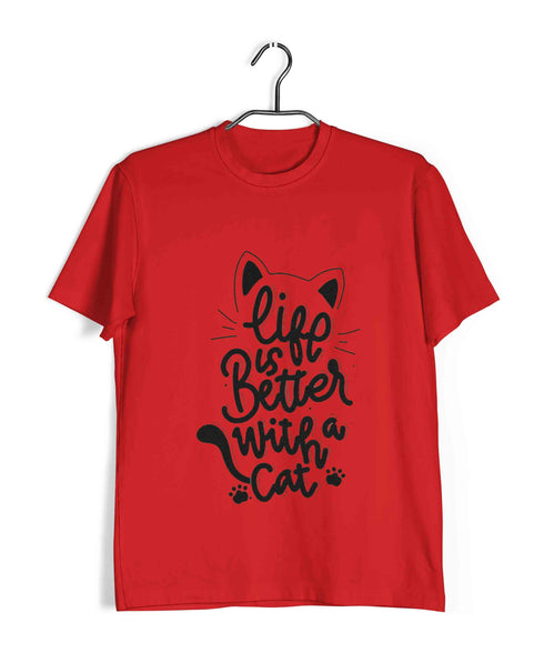 Cats Pets Life is better with cats Aaramkhor Specials Casual Graphic Printed T-Shirt for Men