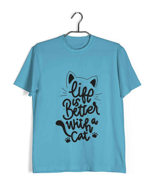 Cats Pets Life is better with cats Aaramkhor Specials Casual Graphic Printed T-Shirt for Men