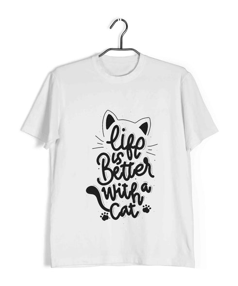 Pets Aaramkhor Specials Cats Life is better with cats Custom Printed Graphic Design T-Shirt for Women