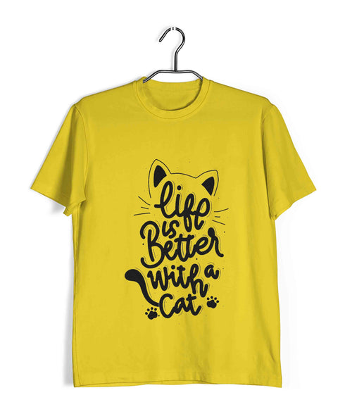 Cats Pets Life is better with cats Aaramkhor Specials Casual Graphic Printed T-Shirt for Men