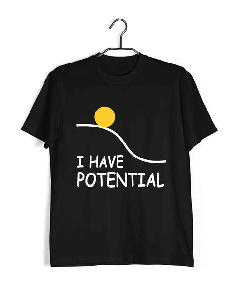 Nerd Wordplay Physics I have Potential Custom Printed Graphic Design T-Shirt for Men