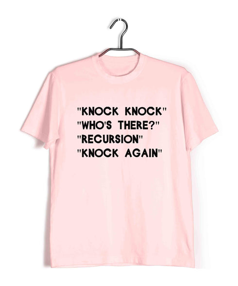 Mathematics Coding Knock Knock - Who's There? - Recursion - Can you knock again? Nerd Wordplay Casual Graphic Printed T-Shirt for Men
