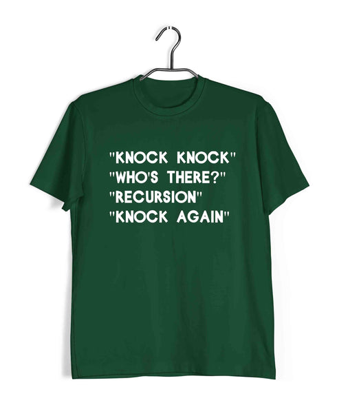 Mathematics Coding Knock Knock - Who's There? - Recursion - Can you knock again? Nerd Wordplay Casual Graphic Printed T-Shirt for Men