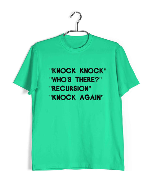 Mathematics Coding Knock Knock - Who's There? - Recursion - Can you knock again? Nerd Wordplay Casual Graphic Printed T-Shirt for Men