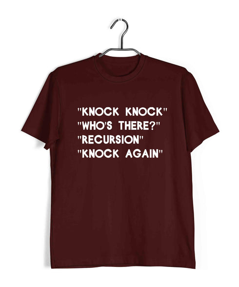Mathematics Coding Knock Knock - Who's There? - Recursion - Can you knock again? Nerd Wordplay Casual Graphic Printed T-Shirt for Men
