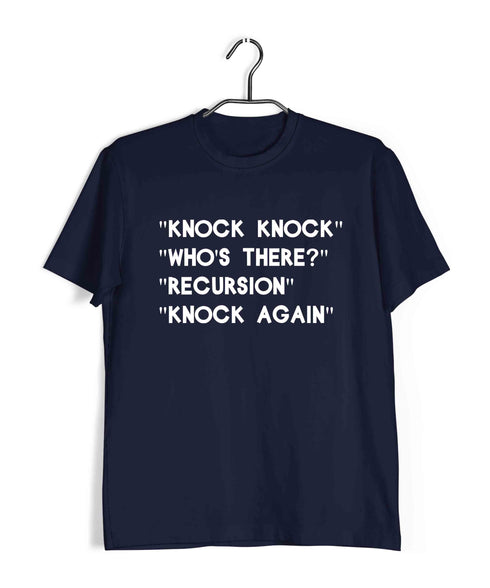 Mathematics Coding Knock Knock - Who's There? - Recursion - Can you knock again? Nerd Wordplay Casual Graphic Printed T-Shirt for Men