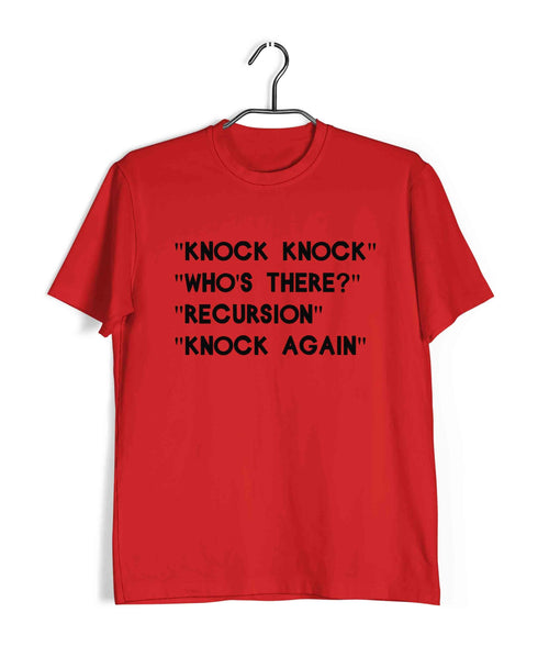 Mathematics Coding Knock Knock - Who's There? - Recursion - Can you knock again? Nerd Wordplay Casual Graphic Printed T-Shirt for Men