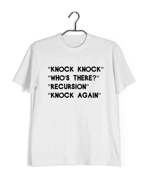 Mathematics Coding Knock Knock - Who's There? - Recursion - Can you knock again? Nerd Wordplay Casual Graphic Printed T-Shirt for Men