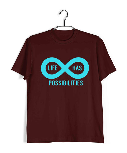 Mathematics Life has infinite possibilities Nerd Casual Graphic Printed T-Shirt for Men