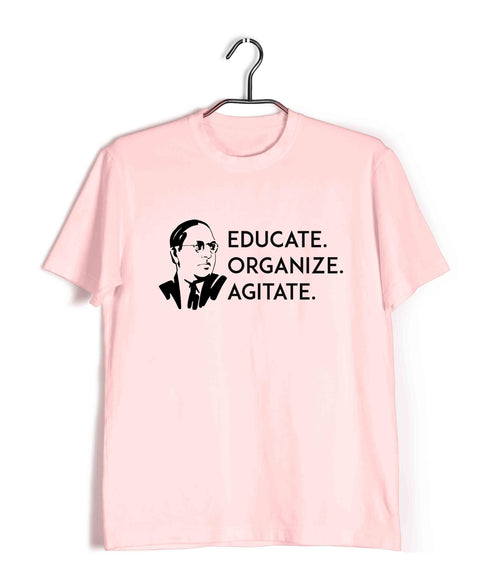 Ambedkar Educate Organize Agitate Politics Freedom Casual Graphic Printed T-Shirt for Men