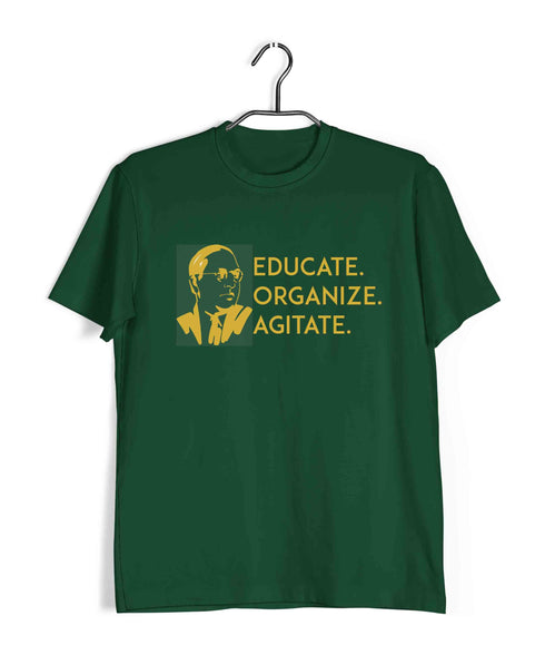 Ambedkar Educate Organize Agitate Politics Freedom Casual Graphic Printed T-Shirt for Men