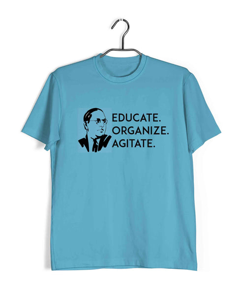 Ambedkar Educate Organize Agitate Politics Freedom Casual Graphic Printed T-Shirt for Men