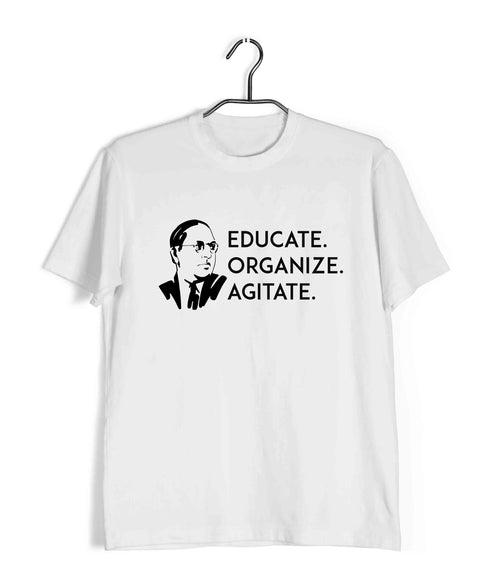 Ambedkar Educate Organize Agitate Politics Freedom Casual Graphic Printed T-Shirt for Men