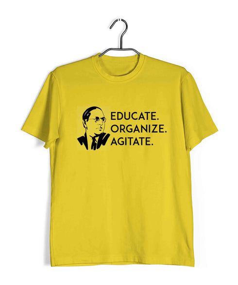Ambedkar Educate Organize Agitate Politics Freedom Casual Graphic Printed T-Shirt for Men