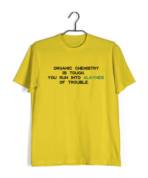 Chemistry Puns Organic Chemistry is Alkynes of Trouble Nerd Science Casual Graphic Printed T-Shirt for Men