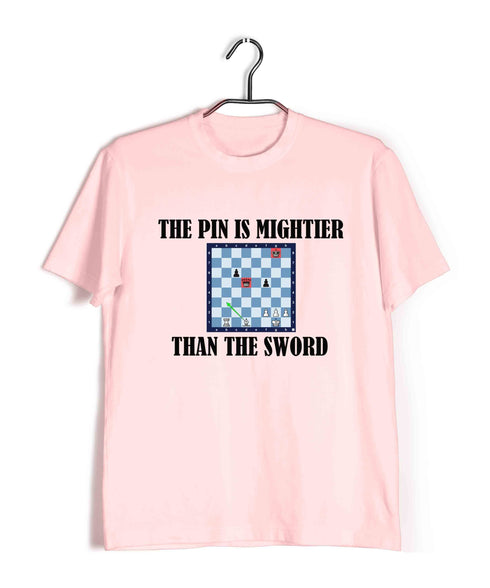 Chess The pin is mightier than the sword Sports Casual Graphic Printed T-Shirt for Men