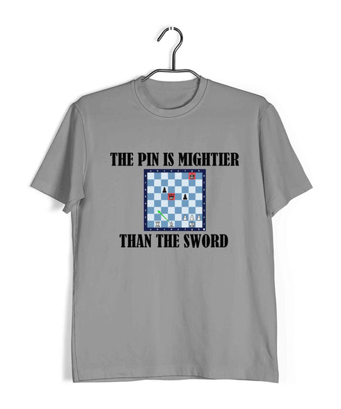 Chess The pin is mightier than the sword Sports Casual Graphic Printed T-Shirt for Men