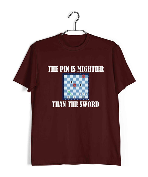 Chess The pin is mightier than the sword Sports Casual Graphic Printed T-Shirt for Men